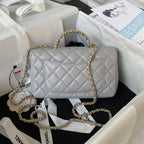 Diamond Top Handle Flap Bag 21 cm