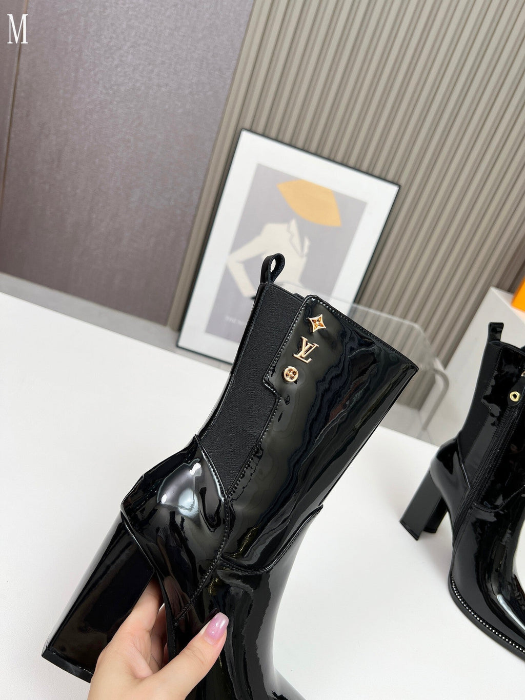 Smooth Leather Mid-Calf Ankle Boots