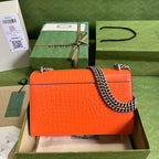Croc-Embossed Dionysus Shoulder Bag