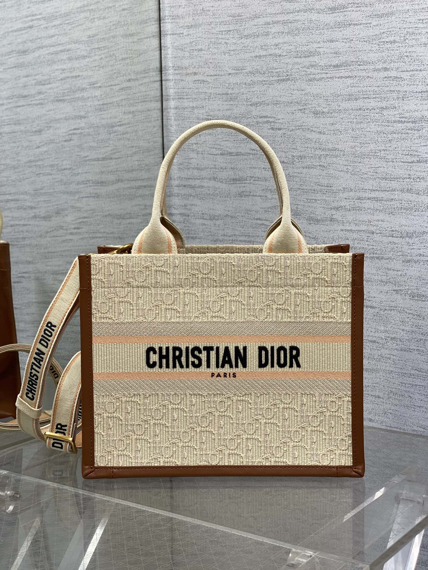 Canvas Tote Bag with Leather Trim