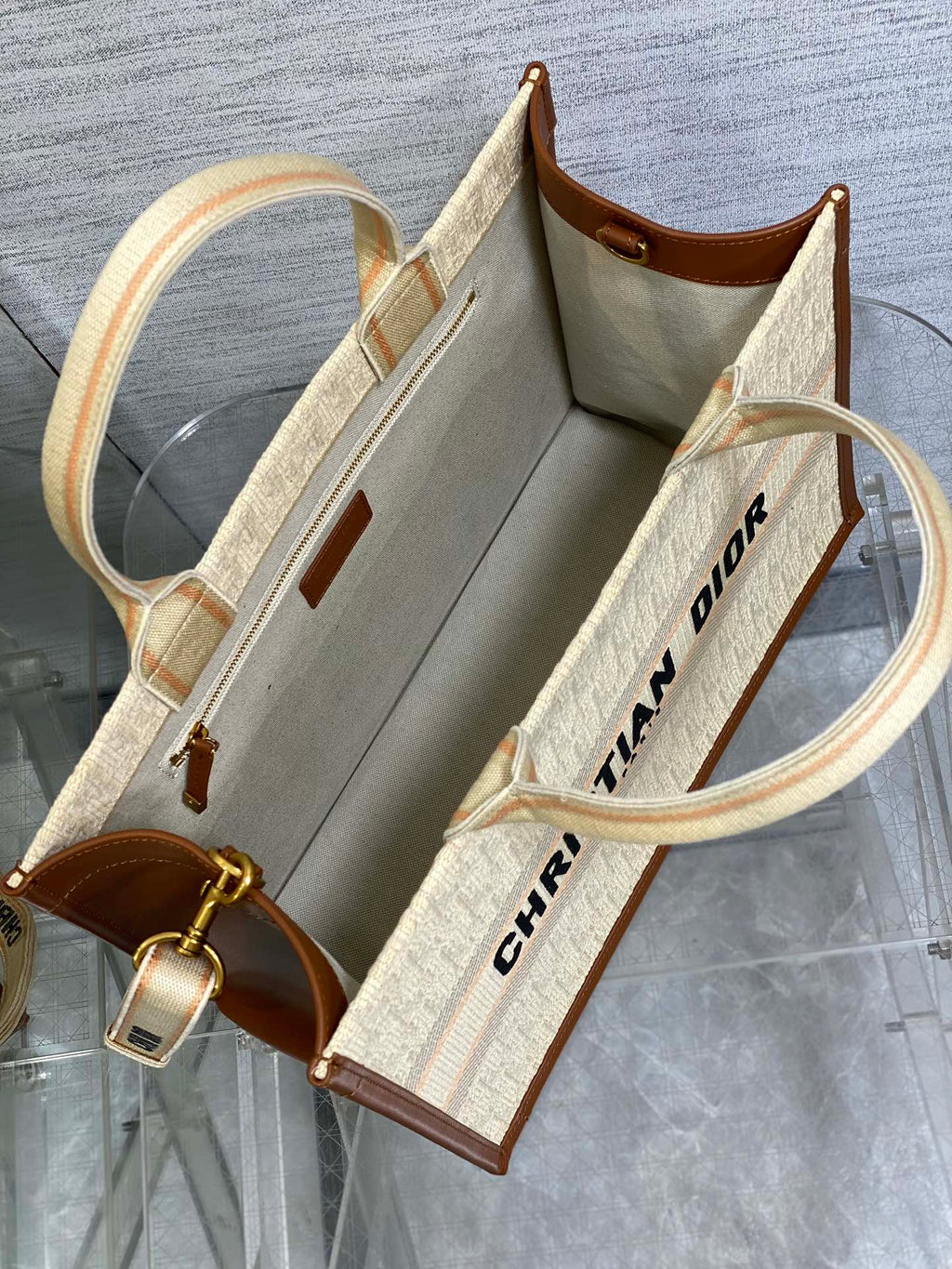 Canvas Tote Bag with Leather Trim
