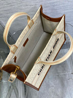 Canvas Tote Bag with Leather Trim