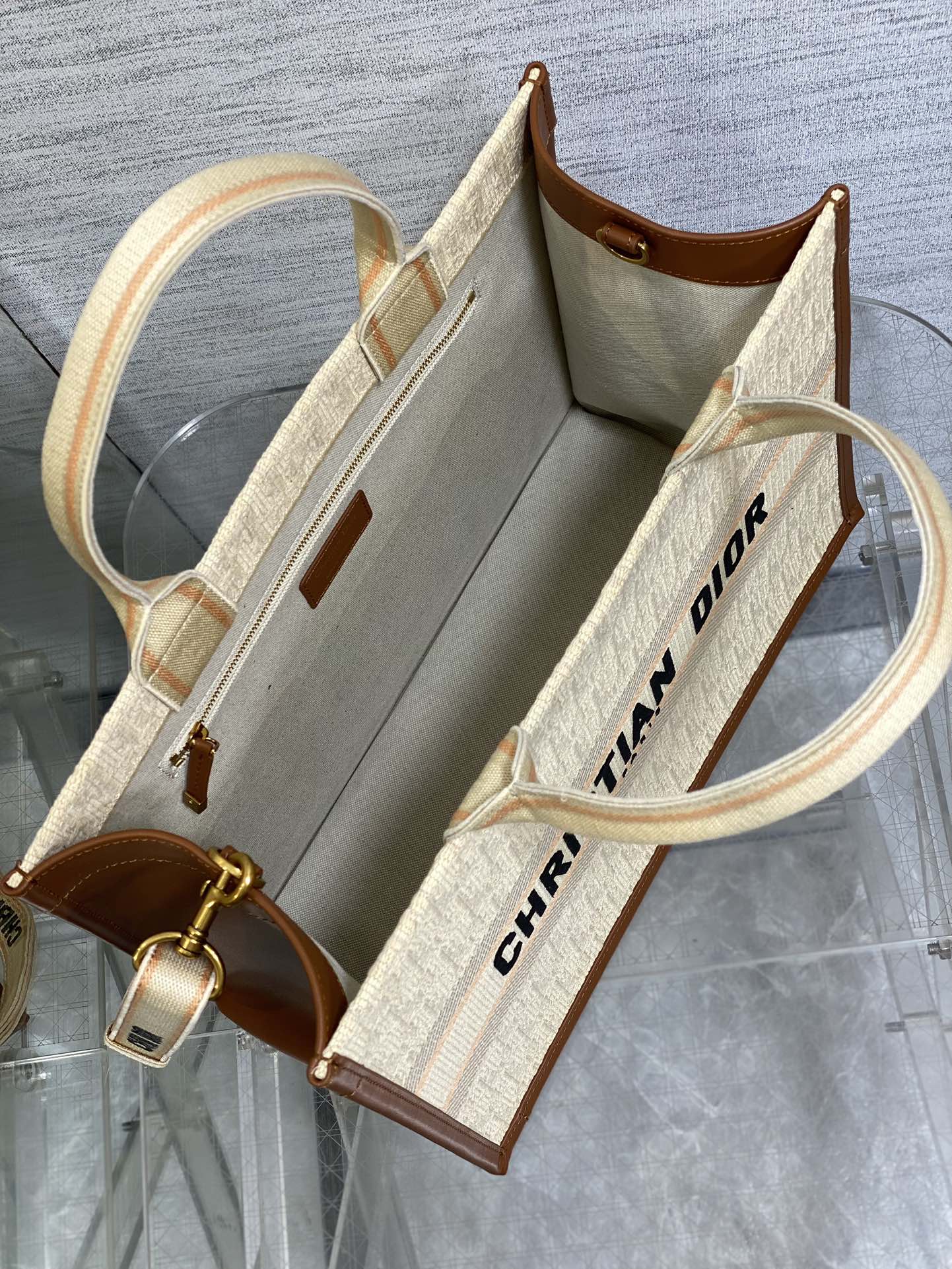 Canvas Tote Bag with Leather Trim