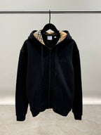 Black Logo Zip Hoodie for Men