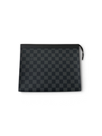 SWORD LUXURY Pochette Voyage el çantası, siyah ve gri Damier Graphite kanvas, kutusu ve aksesuarlarıyla birlikte.