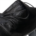 Saddle Backpack with Flap in Black Grained Calfskin