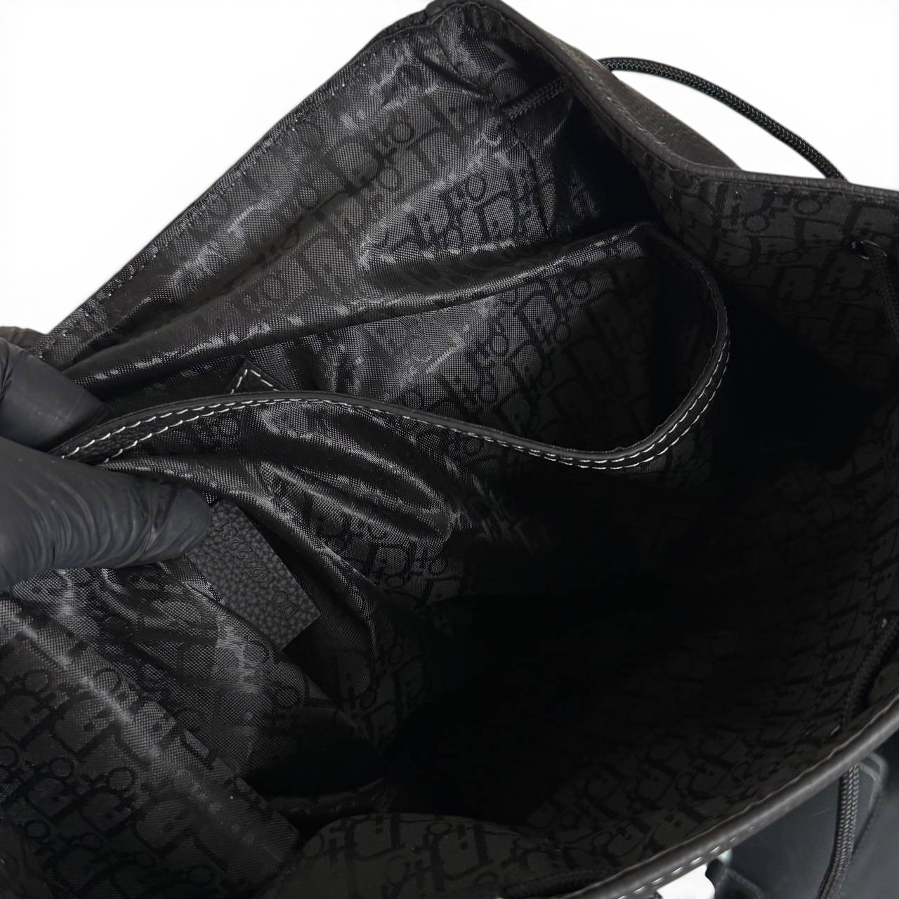 Saddle Backpack with Flap in Black Grained Calfskin