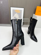 Smooth Leather Stud-Detail Ankle Boots
