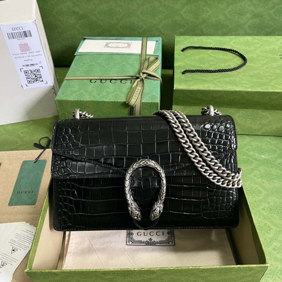 Croc-Embossed Dionysus Shoulder Bag