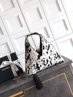 Pony Hair Quilted Triangle Top Handle Bag