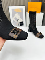 Monogram Knit Sock Ankle Boots