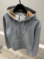 Gray Logo Zip Hoodie for Men