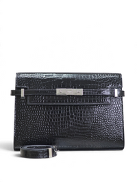 Crocodile-Embossed Leather Chain Bag