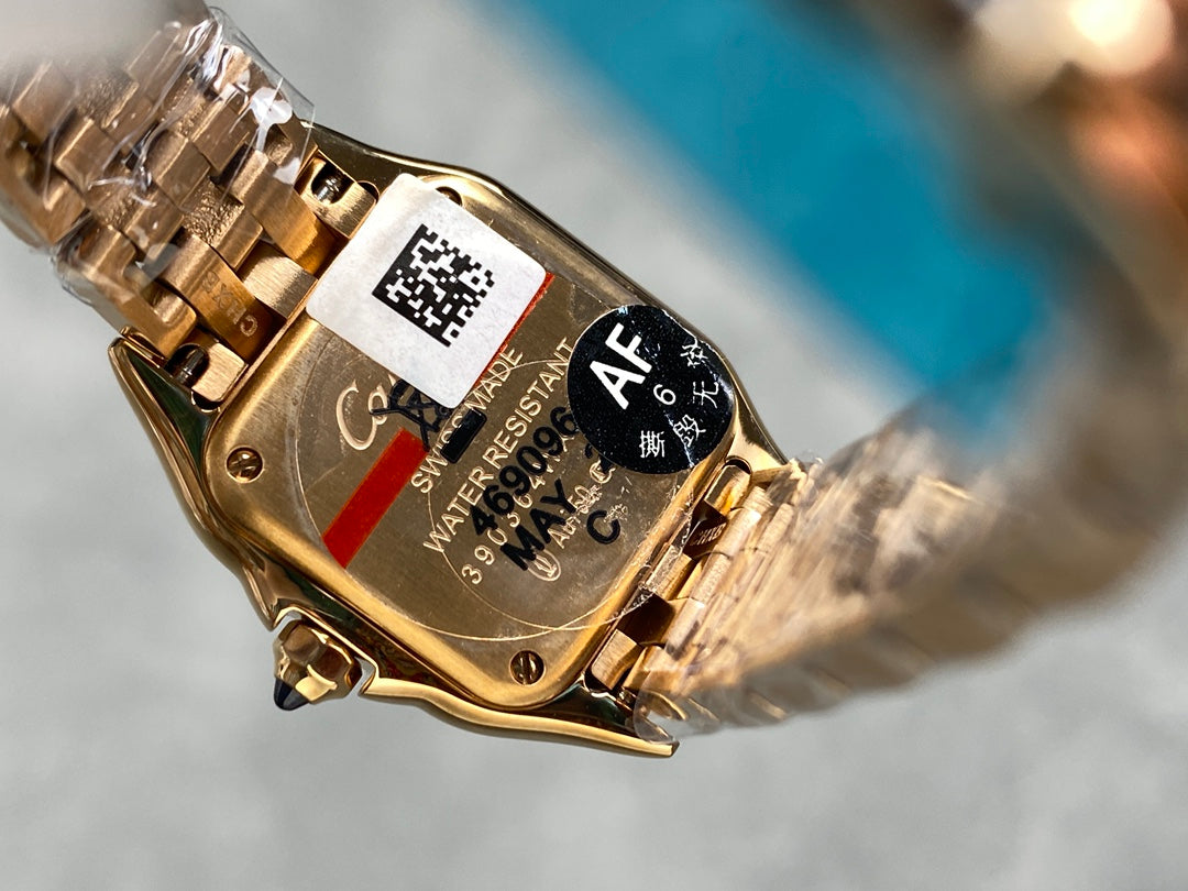 Panthère Style Gold-Tone Square Watch – 22mm
