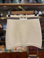 Cropped Textured Knit Top With Contrasting Stripes In
