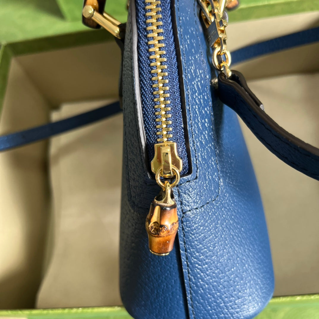 Diana Leather Bamboo Handle Bag