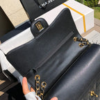3.55 Large Caviar Leather Classic Double Flap Bag - Gold hardware