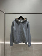 Gray Logo Zip Hoodie for Men