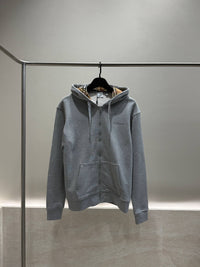Gray Logo Zip Hoodie for Men
