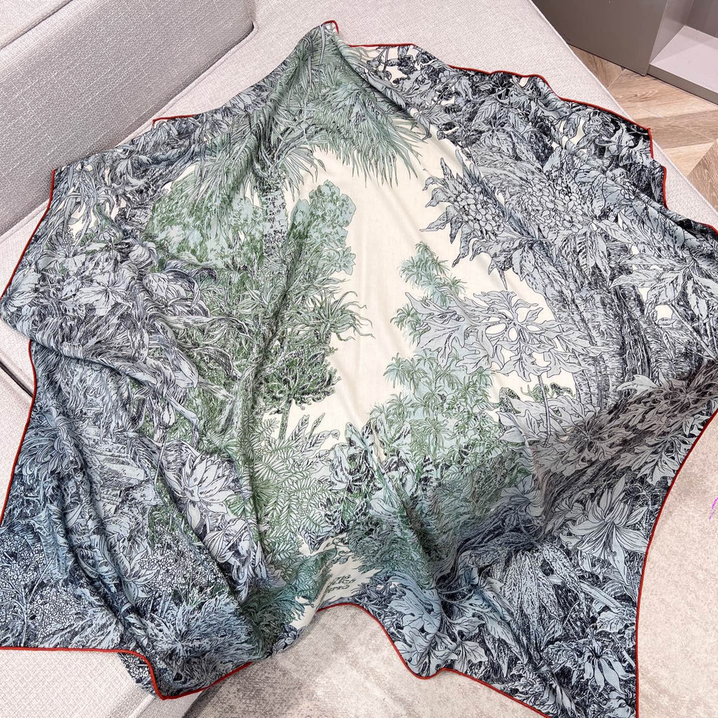 “Francois Houtin” Botanical Garden Cashmere & Silk Shawl 136 x 137 cm