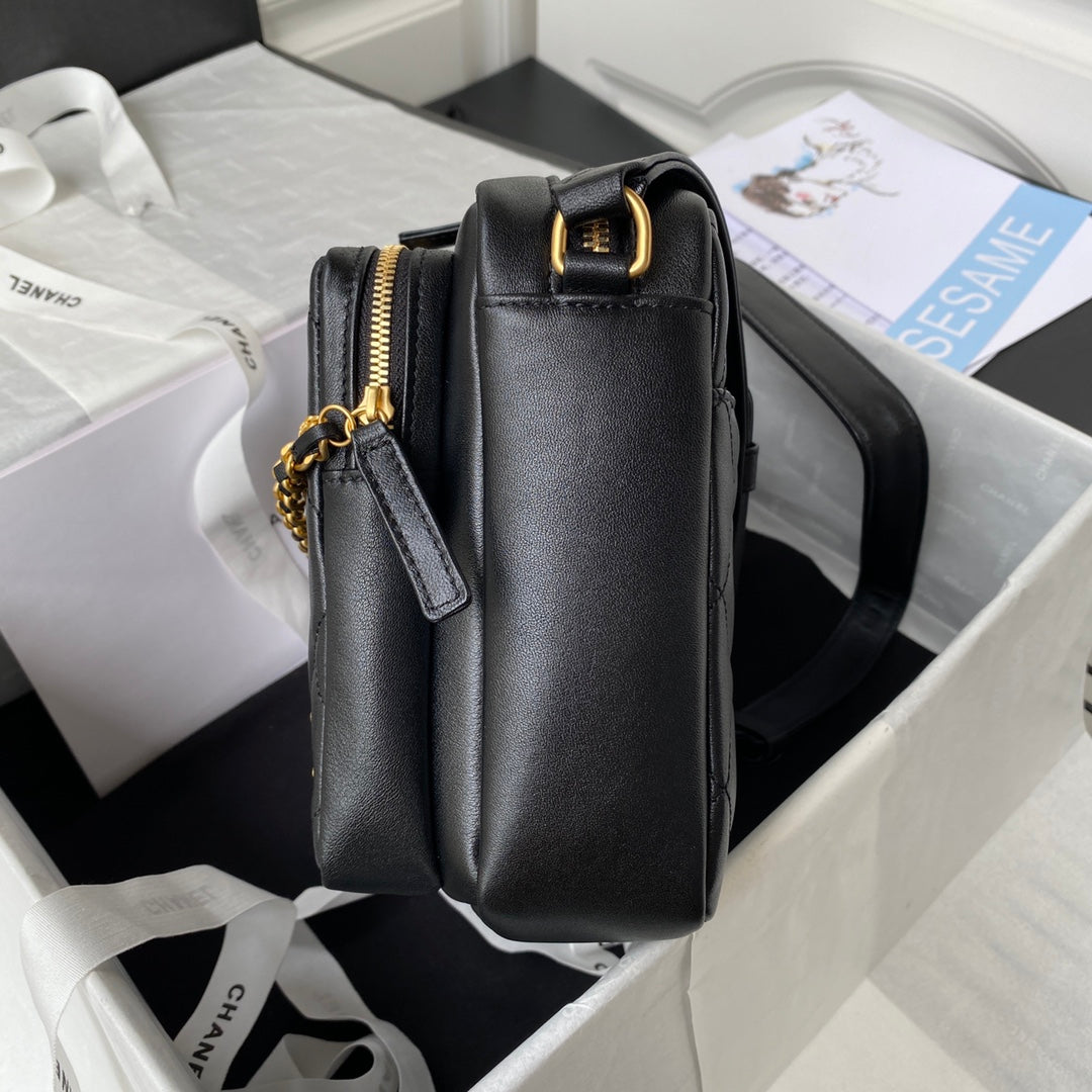 Quilted Dual-Pocket Crossbody Bag