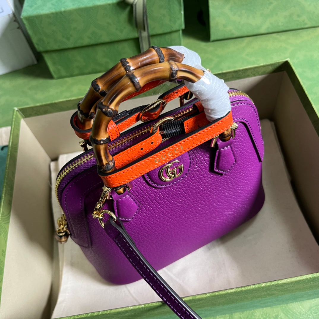 Diana Leather Bamboo Handle Bag