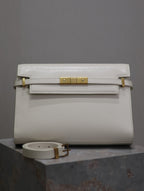Crocodile-Embossed Leather Chain Bag