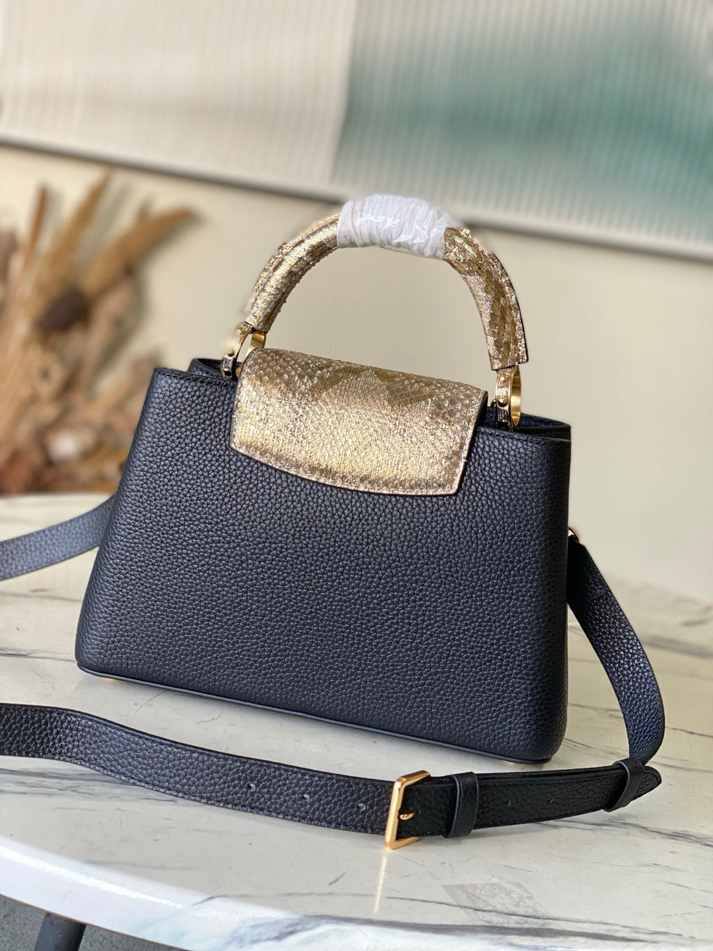 Capucines Mini Python Handle Bag
