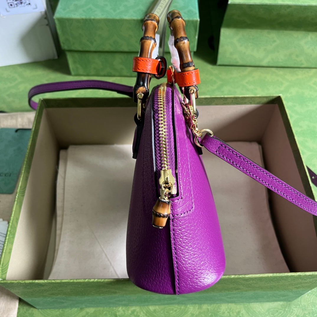 Diana Leather Bamboo Handle Bag