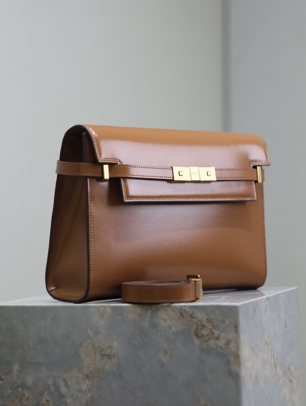 Crocodile-Embossed Leather Chain Bag