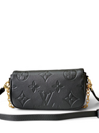 SWORD LUXURY siyah Monogram Empreinte deri Ivy zincirli cüzdan çanta, altın tonlu zincir ve ayarlanabilir askılı.