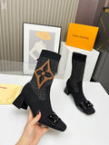 Monogram Knit Sock Ankle Boots