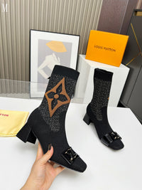 Monogram Knit Sock Ankle Boots