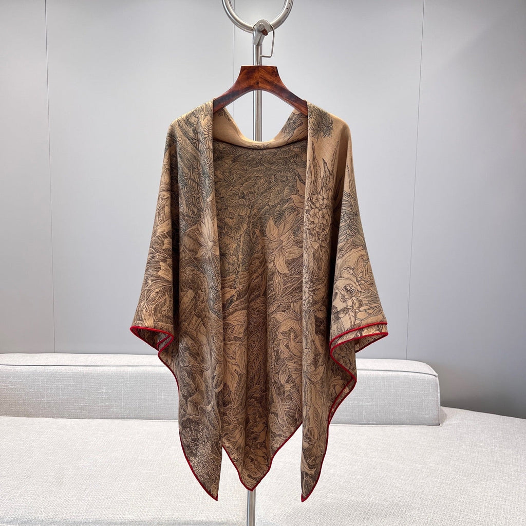 “Francois Houtin” Botanical Garden Cashmere & Silk Shawl 136 x 137 cm