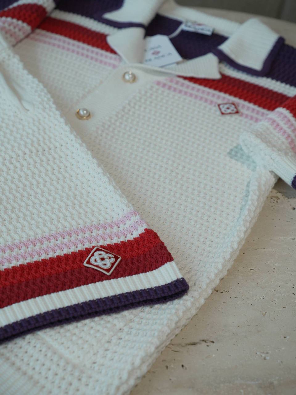 White & Pink Stripe Short Sleeve T-shirt