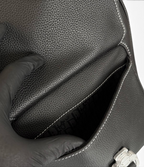 Saddle Backpack with Flap in Black Grained Calfskin