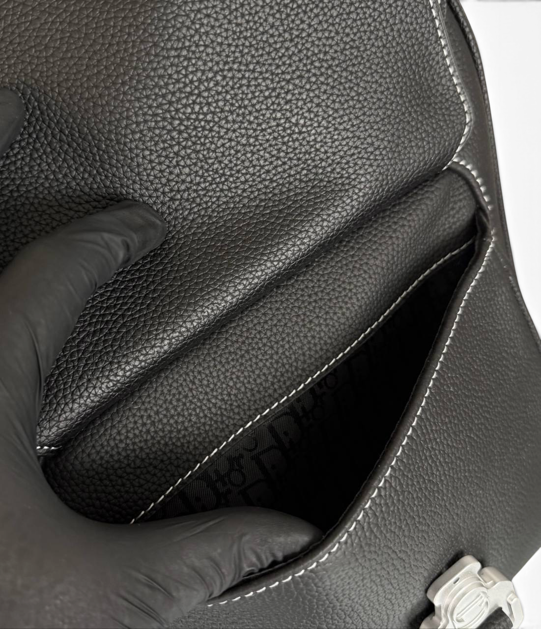 Saddle Backpack with Flap in Black Grained Calfskin