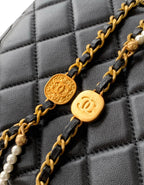 25P Camellia Pearl Square Flap Bag