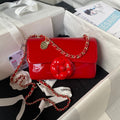 Camellia Patent Flap Bag