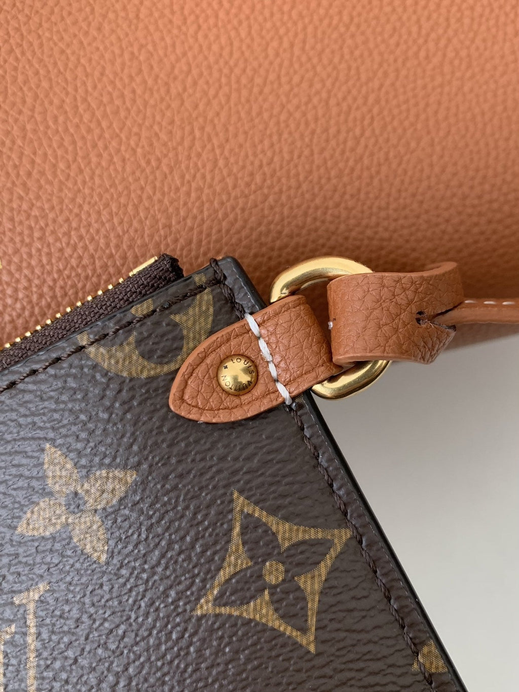 Calfskin Leather Tote Bag with Monogram Pouch