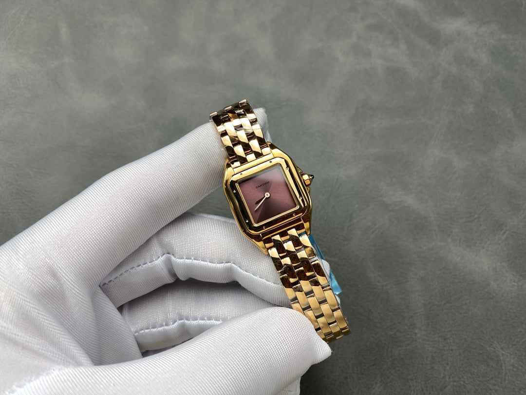Panthère Style Gold-Tone Square Watch – 22mm