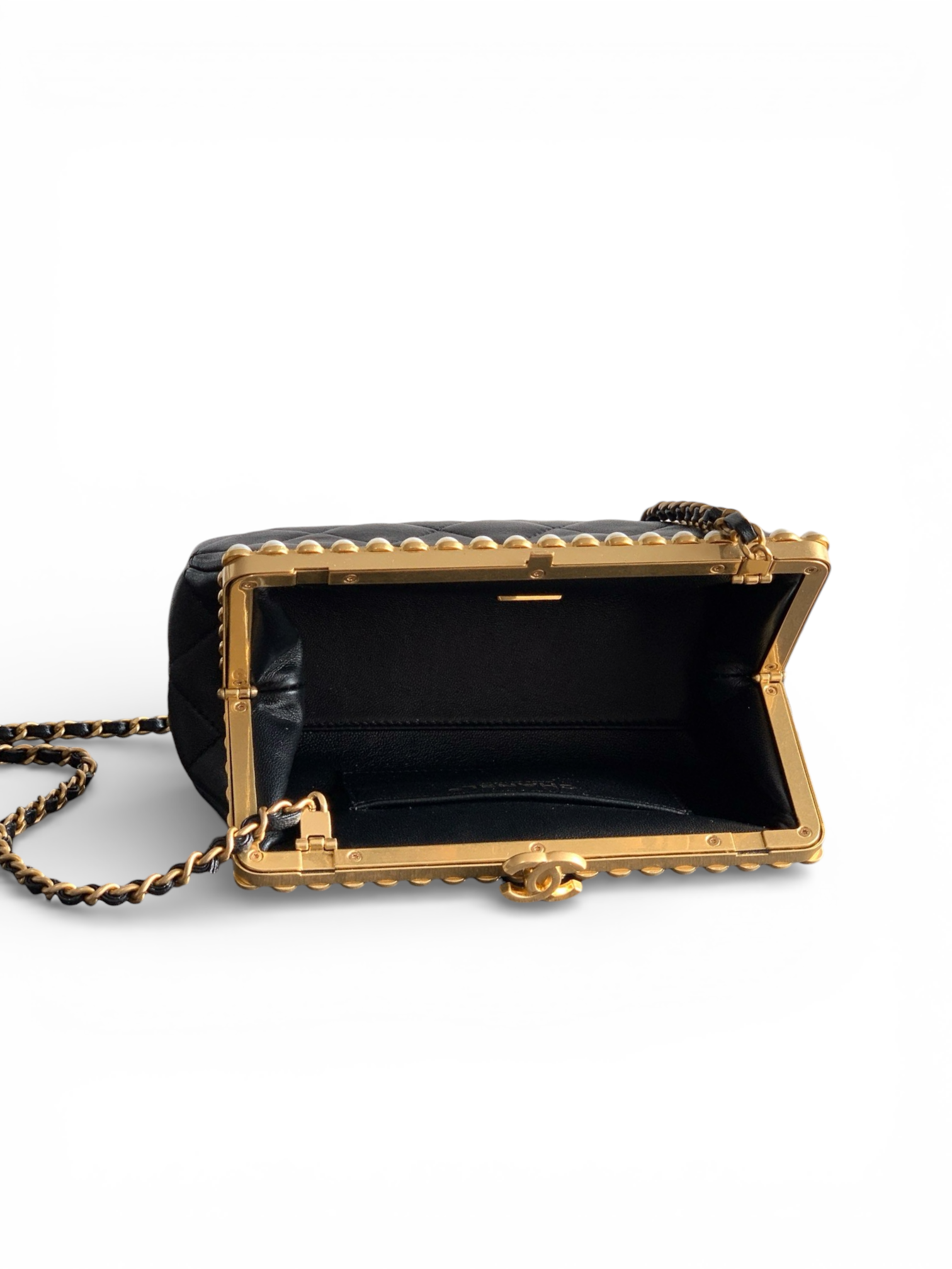 Pearl-Trim Quilted Evening Bag