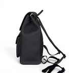 Saddle Backpack with Flap in Black Grained Calfskin