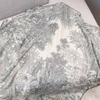 “Francois Houtin” Botanical Garden Cashmere & Silk Shawl 136 x 137 cm – Grey Green