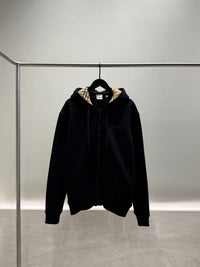 Black Logo Zip Hoodie for Men