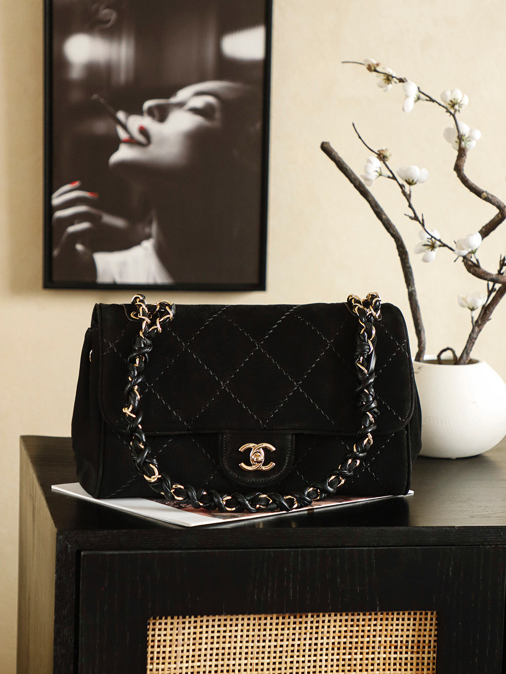 Suede Quilted Chain Underarm Bag