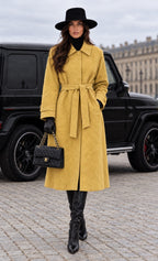 Quilted Suede Belted Coat – Fango Beige