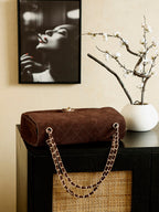 Quilted Suede Chain Shoulder Bag