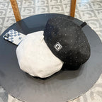 Embellished Tweed Baker Boy Cap with Iconic Logo Patch