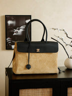 Suede & Leather Boston Top Handle Bag